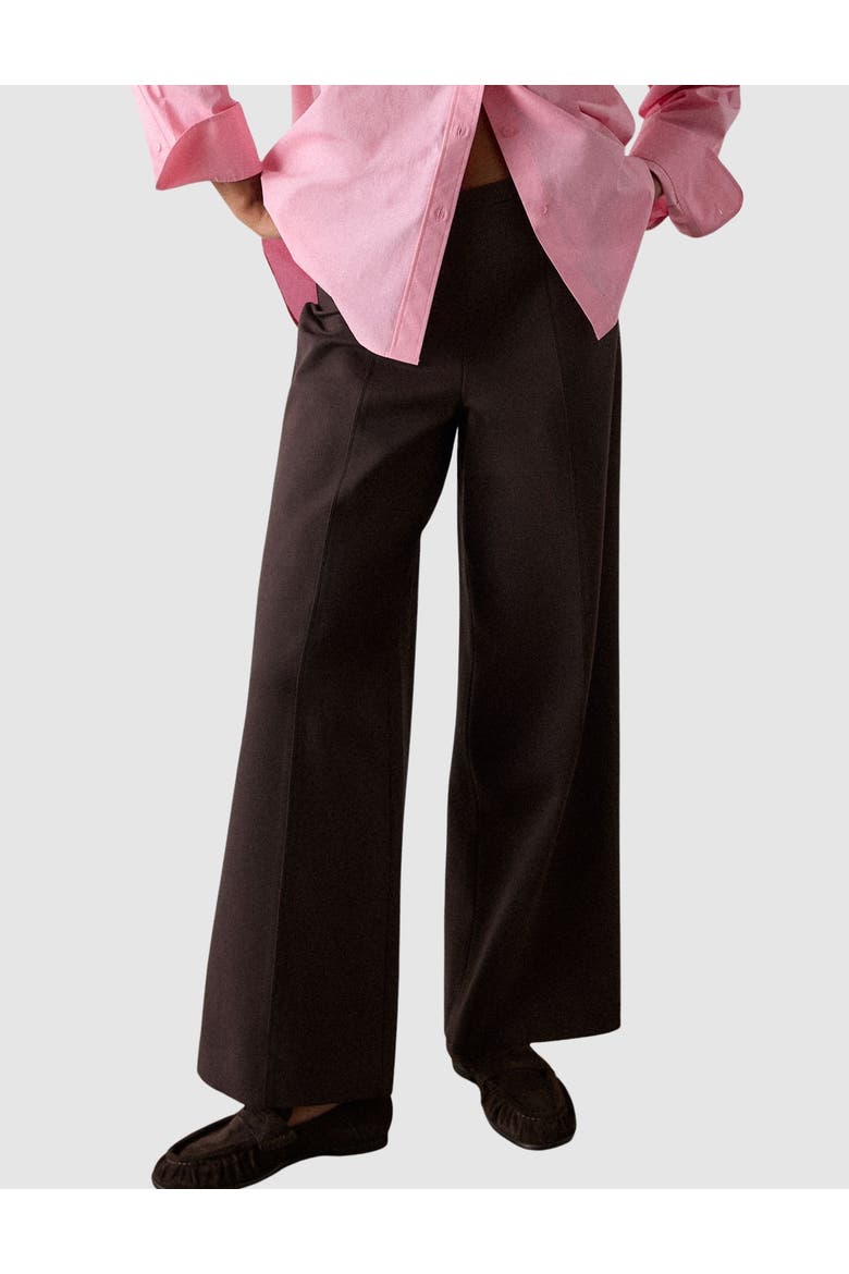 Ponte Wide Leg Trouser, Main, color, Brown