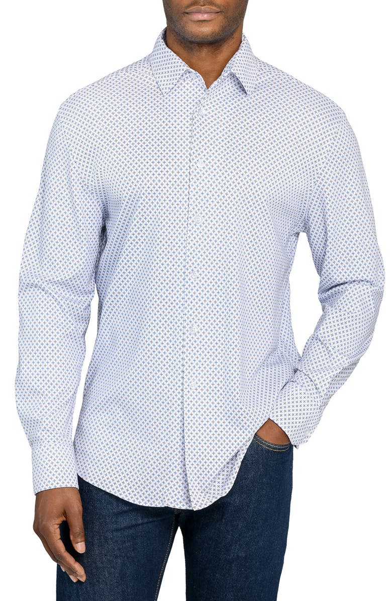 Brooklyn Brigade Diamond Print Knit Long Sleeve Basic, Main, color, White/Blue