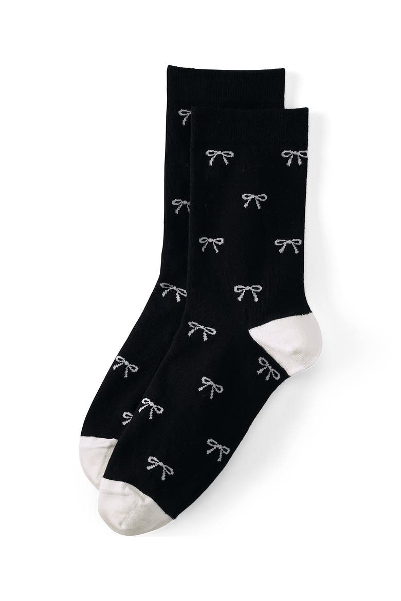 1-Pack Novelty Crew Socks, Main, color, Black Ivory Bow