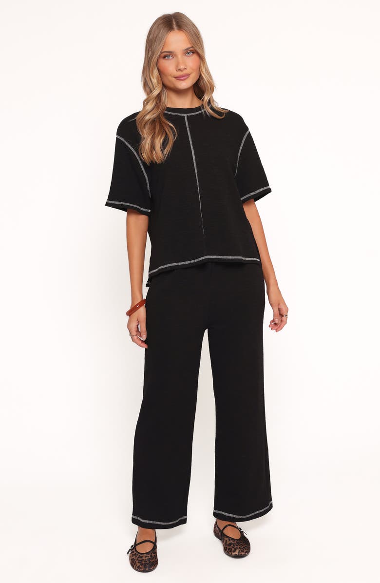 Petal & Pup Angler Short Sleeve Sweatshirt & Pants Set, Alternate, color, Black