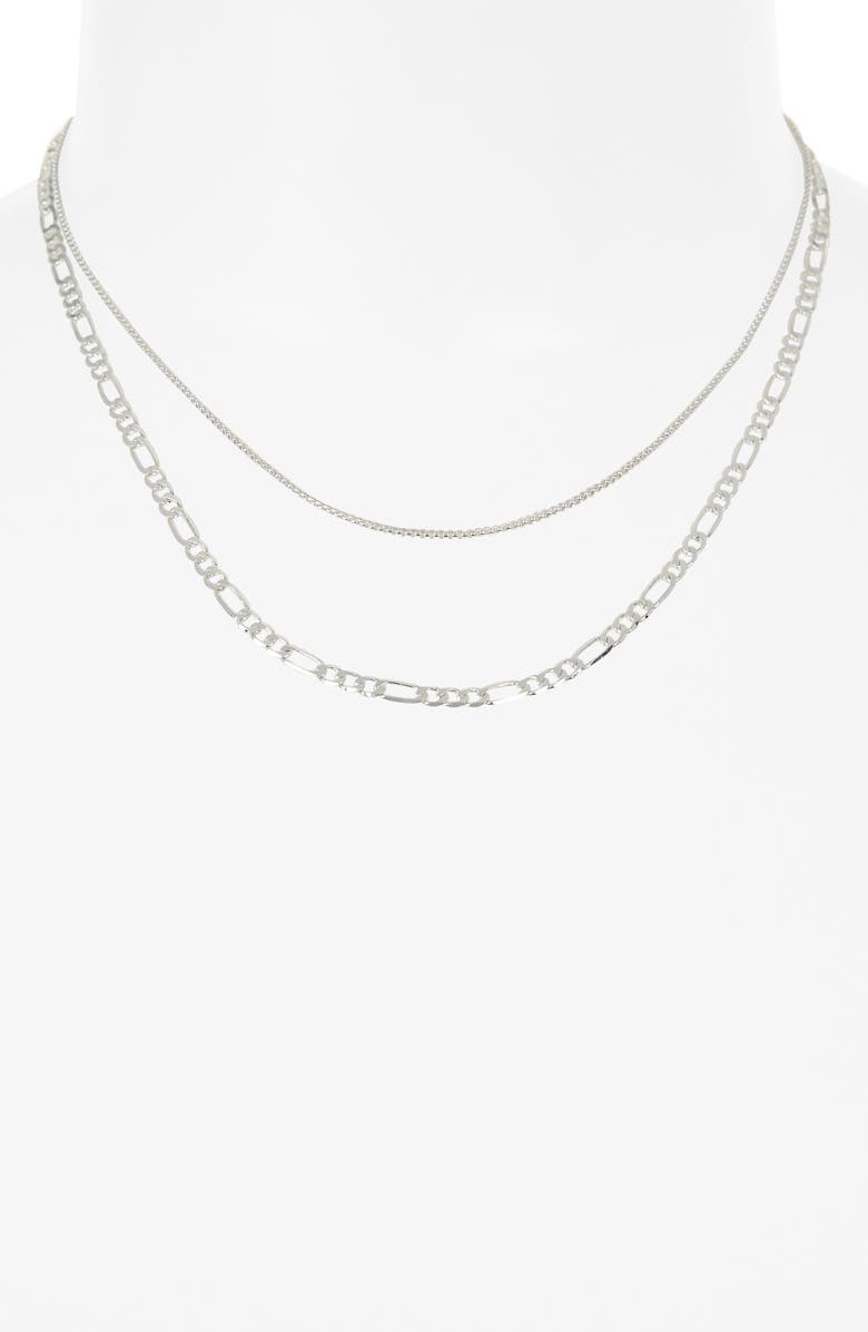 NORDSTROM RACK Set of 2 Demi-Fine Box & Figaro Chain Necklaces, Alternate, color,