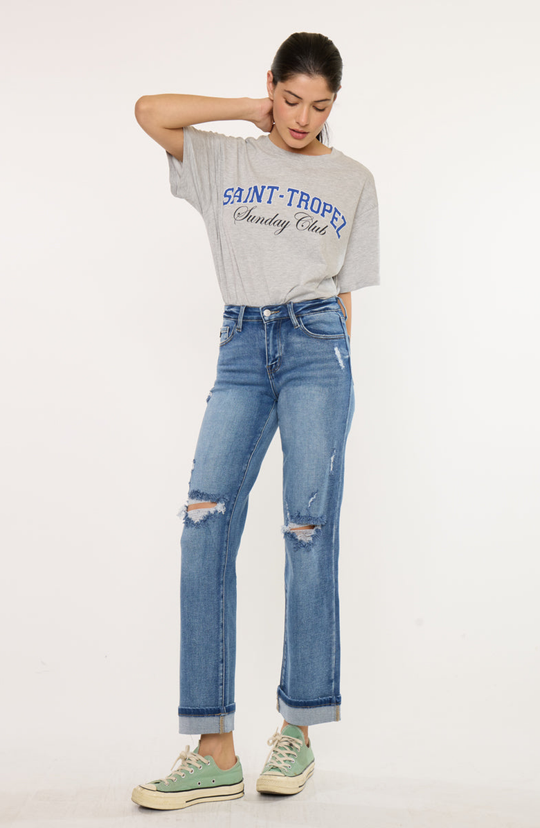 KanCan Carrie Essentials Mid Rise True Straight Jeans, Alternate, color, Medium Wash