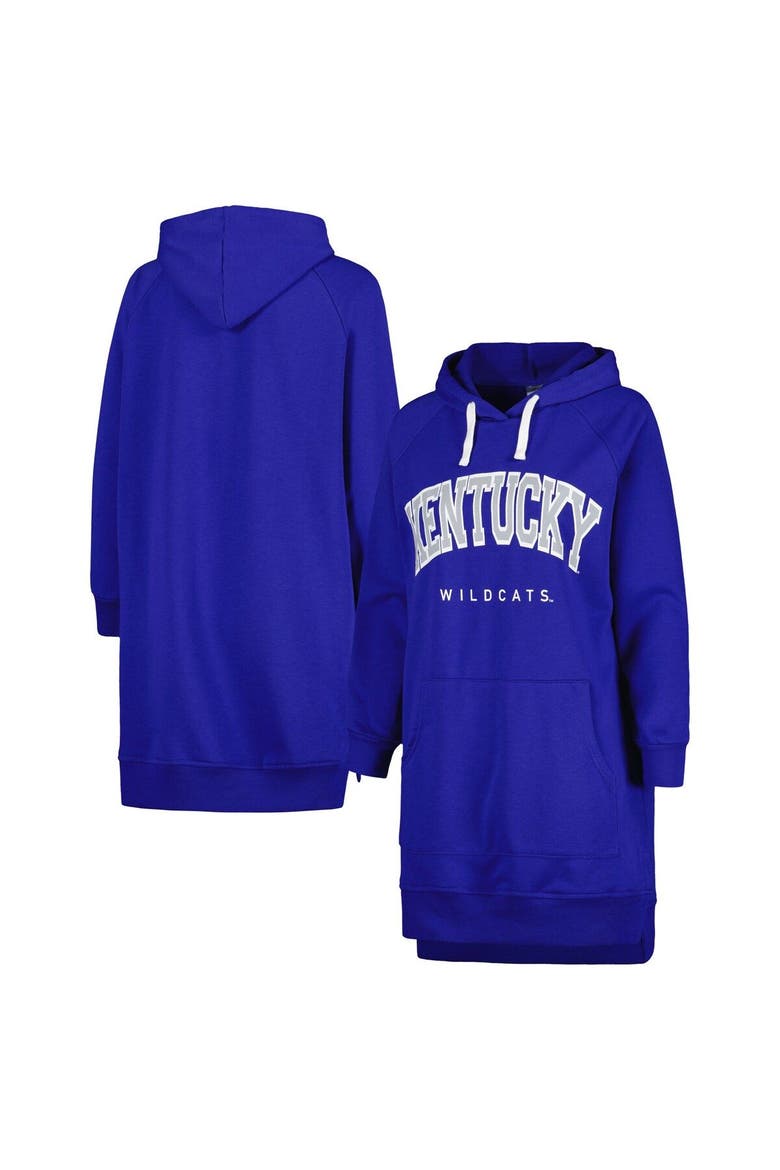 Women's Gameday Couture Royal Kentucky Wildcats Take a Knee Raglan Hooded Sweatshirt Dress, Main, color, Royal