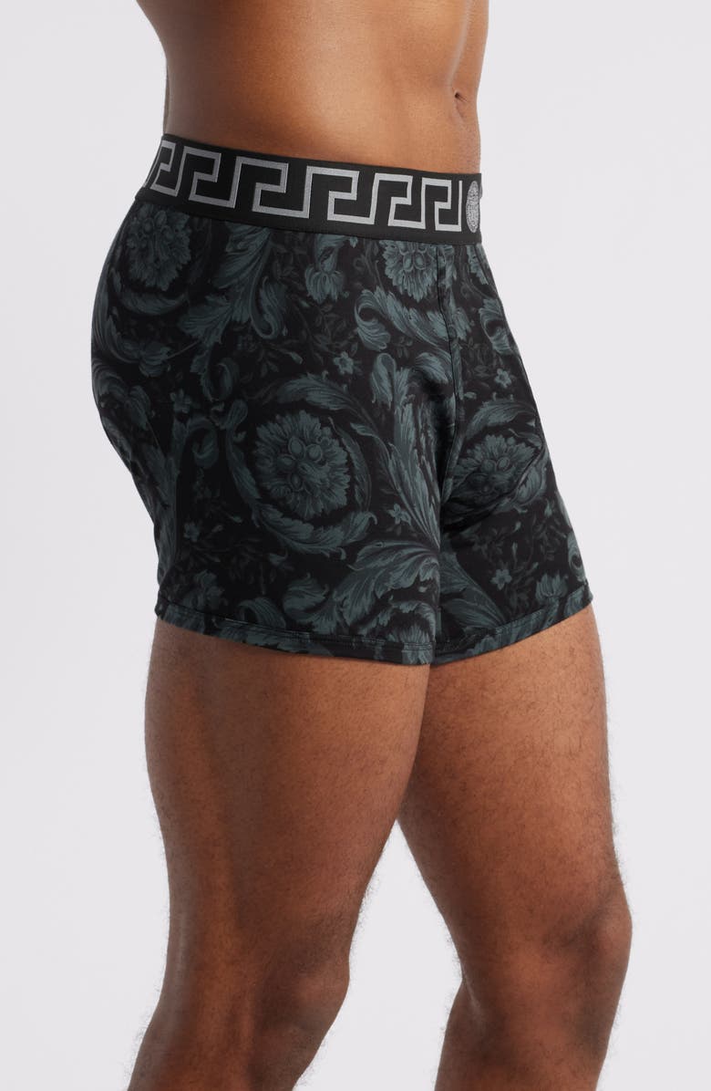 Versace Barocco Print Boxer Briefs, Alternate, color, Black Grey