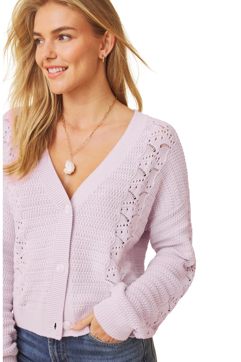 Bridget Cotton Cardigan, Alternate, color, ORCHID PURPLE