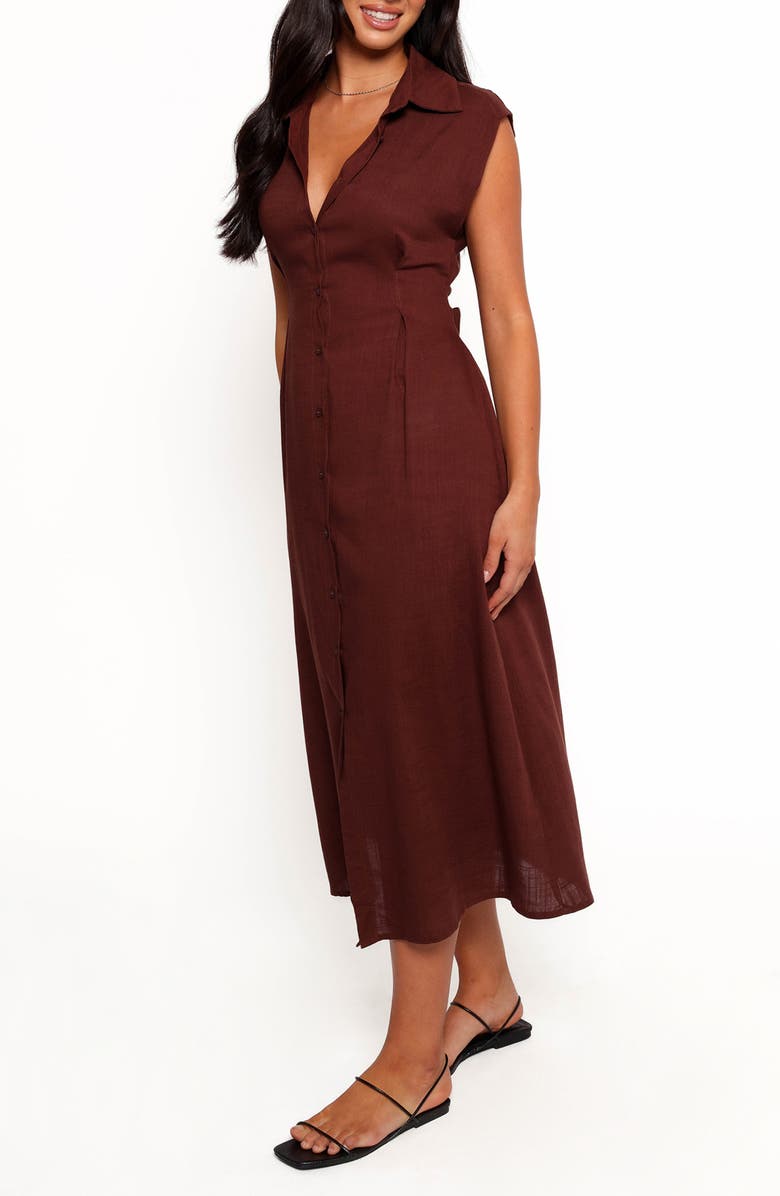 Petal & Pup Cami Cap Sleeve Midi Shirtdress, Alternate, color, Chocolate Brown