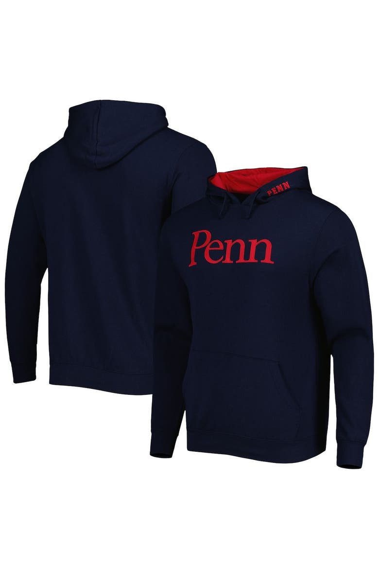 Men's Colosseum Navy Pennsylvania Quakers Team Arch and Logo Pullover Hoodie, Main, color, Navy