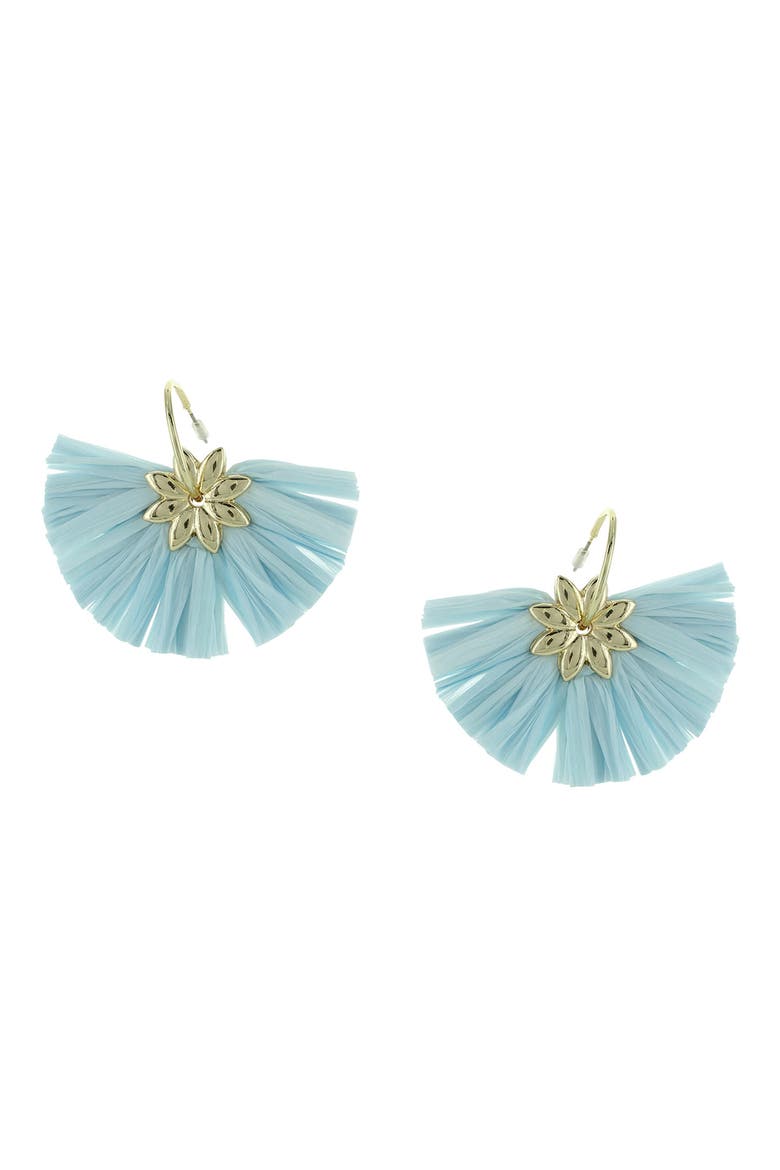 Gold Plated Jade Raffia Drop Earrings, Main, color, GOLD / GRAY