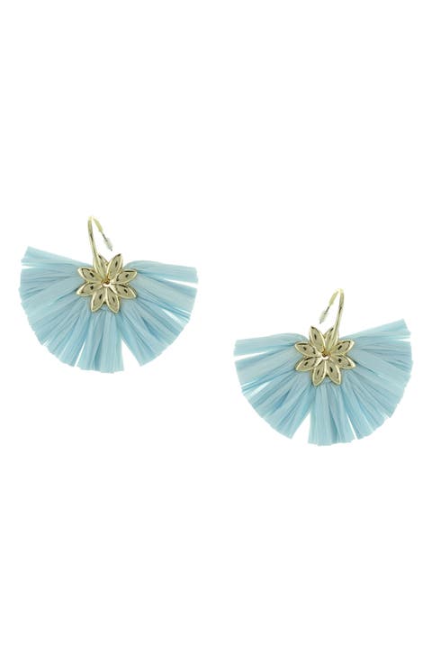 Gold Plated Jade Raffia Drop Earrings