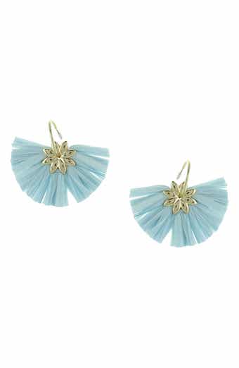 Gold Plated Jade Raffia Drop Earrings