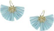 OLIVIA WELLES Gold Plated Jade Raffia Drop Earrings
