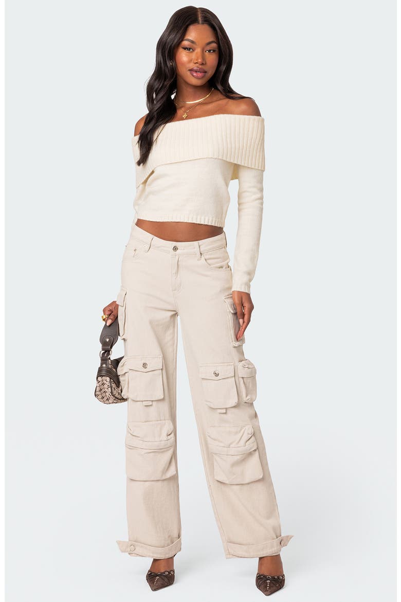 Tamara Foldover Off the Shoulder Sweater, Alternate, color, CREAM