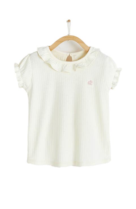 Premium Cotton Essentials Ruffle Short Sleeve Top For Infant
