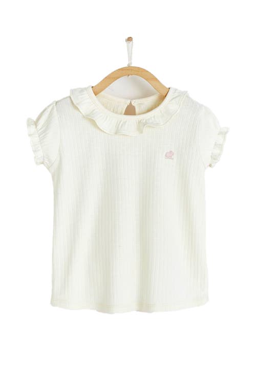 Shop Babycottons Essentials Ruffle Short Sleeve Top In Off White