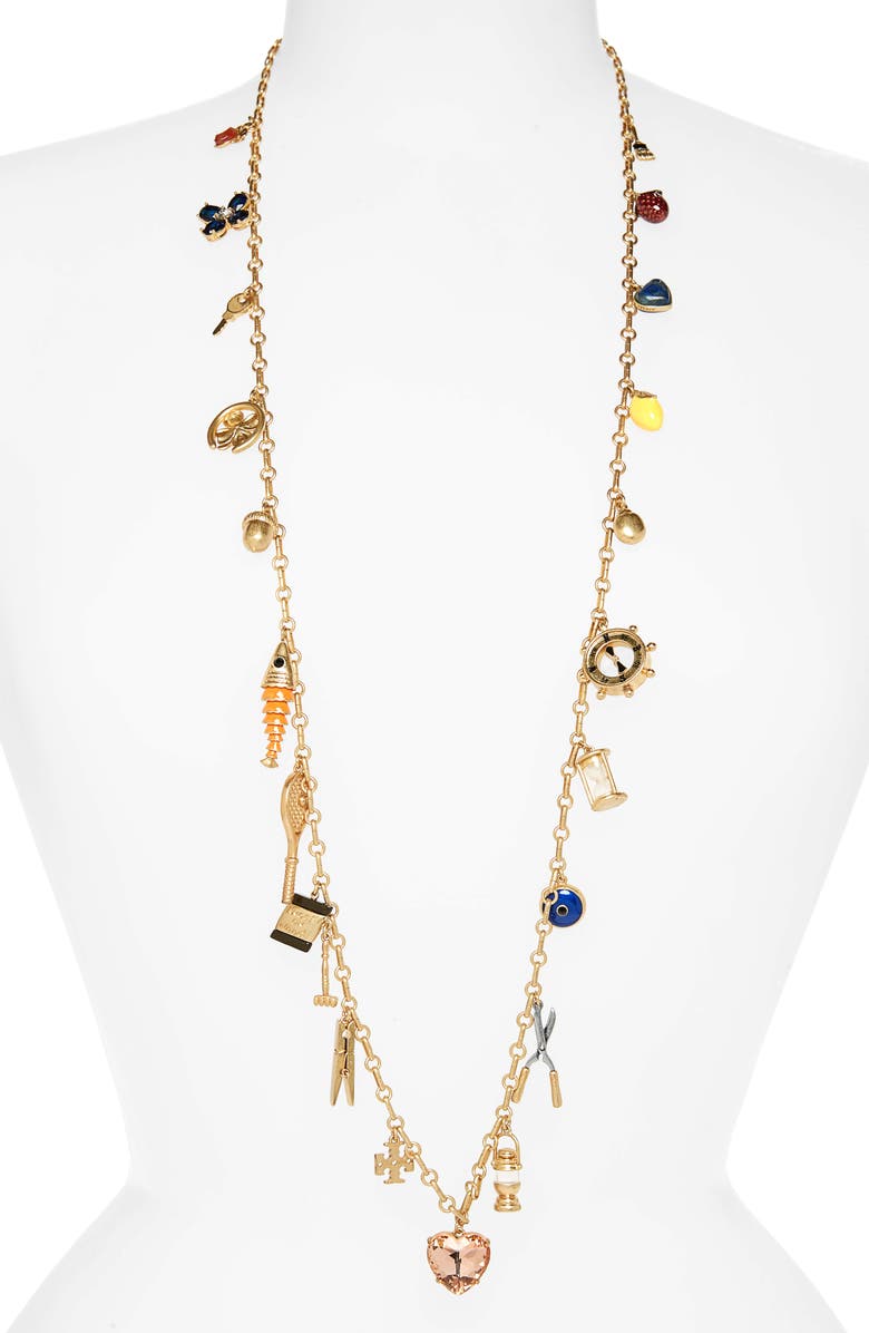 Tory Burch Charm Rosary Necklace, Main, color, 