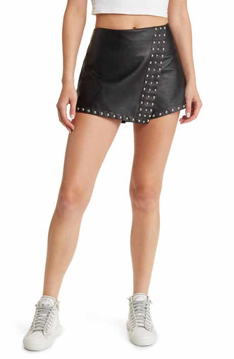 Free People Emmy Studded Faux Leather Miniskort