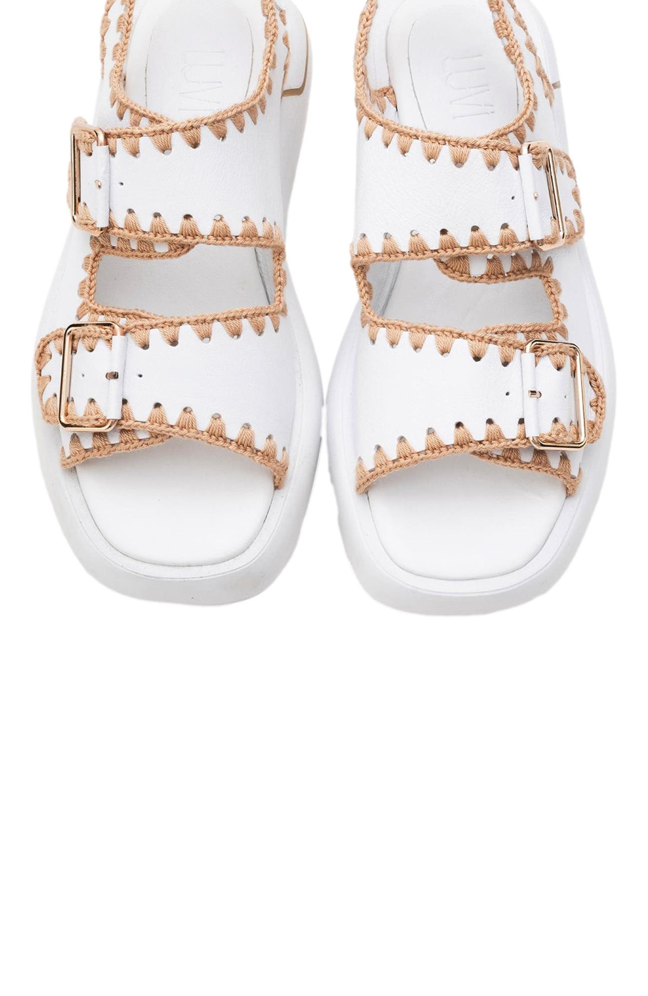 Douro Braided Rope Strap Leather Sandal, Alternate, color, White Leather