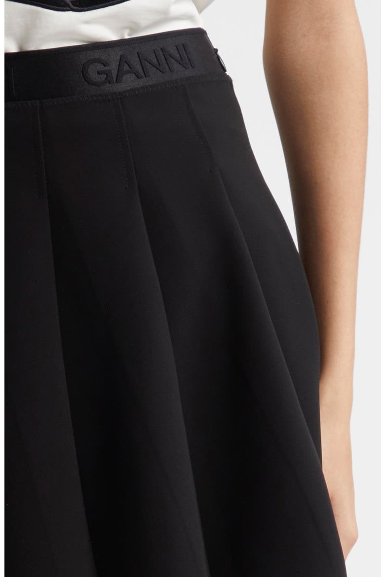 Pleated Twill Miniskirt, Alternate, color, BLACK