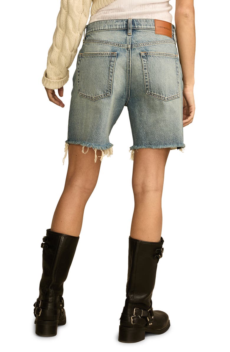 Lucky Brand '90s Loose Cutoff Denim Shorts, Alternate, color, Ripped Blue Wash