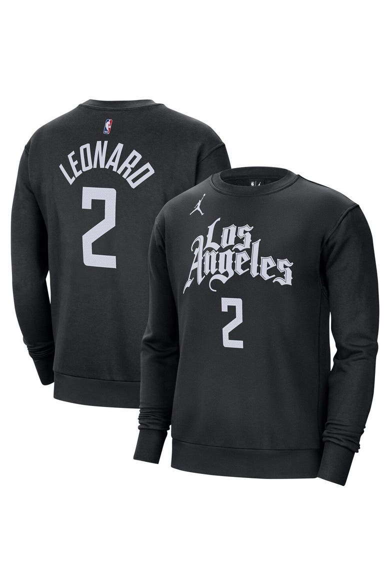 Men's Jordan Brand Kawhi Leonard Black LA Clippers Statement Name & Number Pullover Sweatshirt, Main, color, Black
