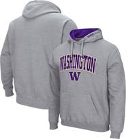 COLOSSEUM Men's Colosseum Heather Gray Washington Huskies Arch & Logo 3.0 Pullover Hoodie