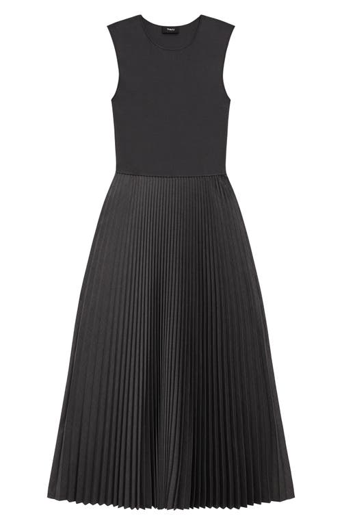 Theory Pleated Midi Dress In Charcoal Melange - A08