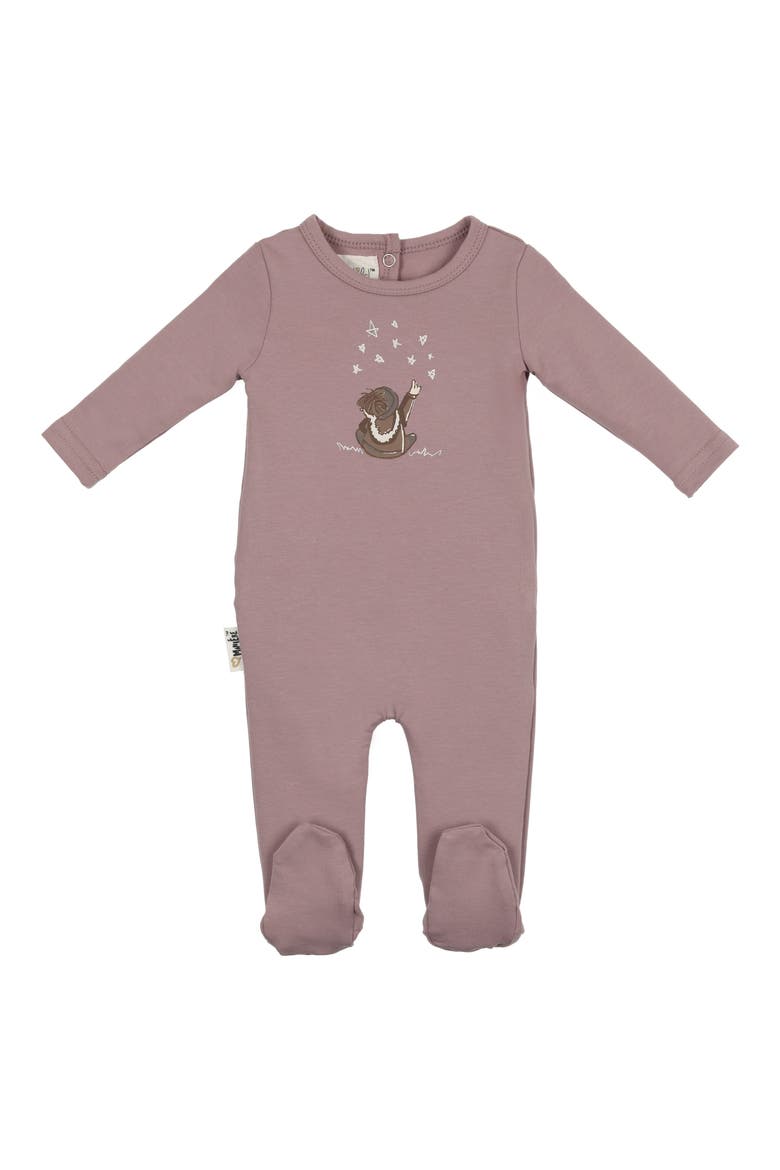 Stargazer Cotton Blend Footie, Main, color, MULBERRY