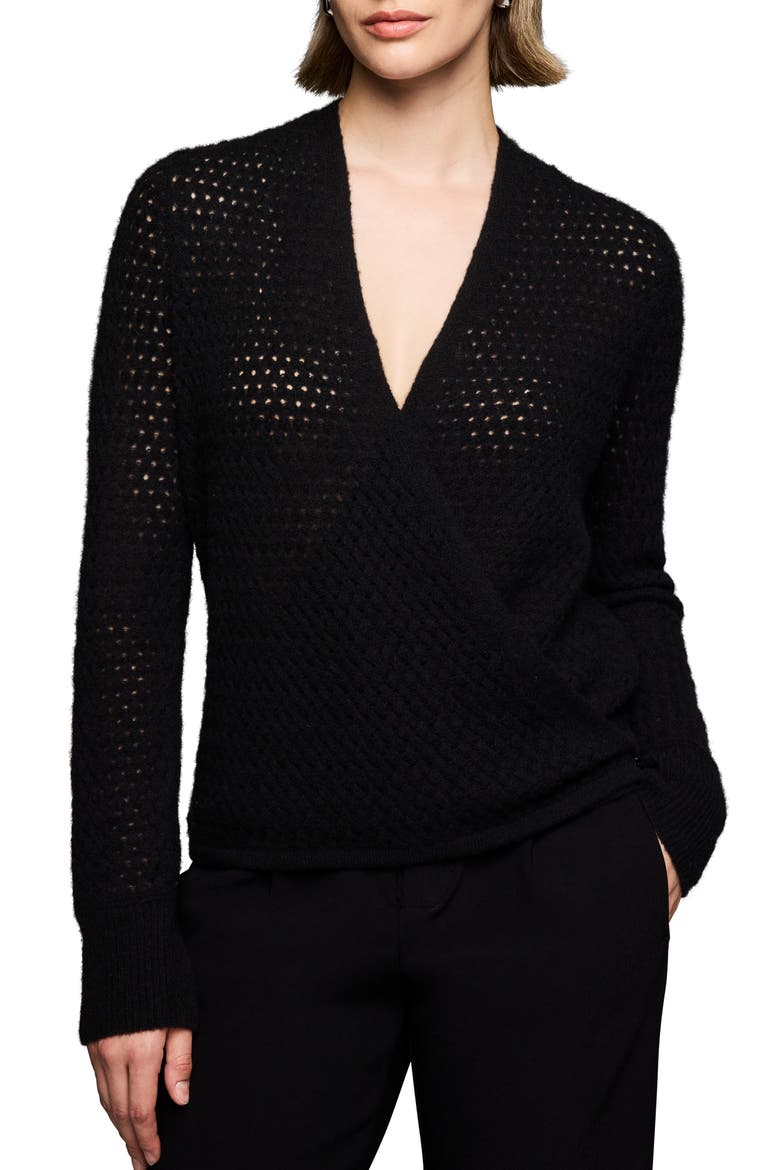 Pointelle Cashmere Blend Sweater, Main, color, BLACK ONYX