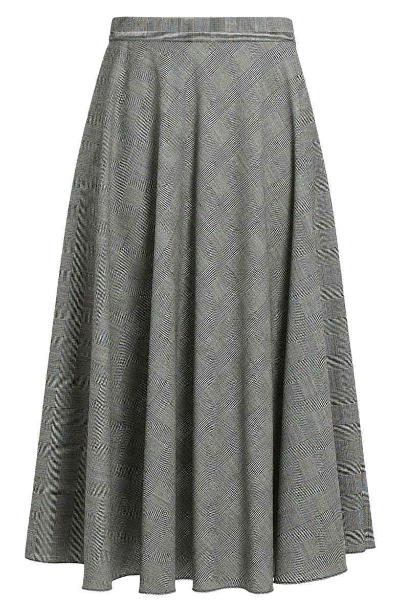 Marina Rinaldi Pelota Check Wool Blend Midi Skirt, Alternate, color, Black White