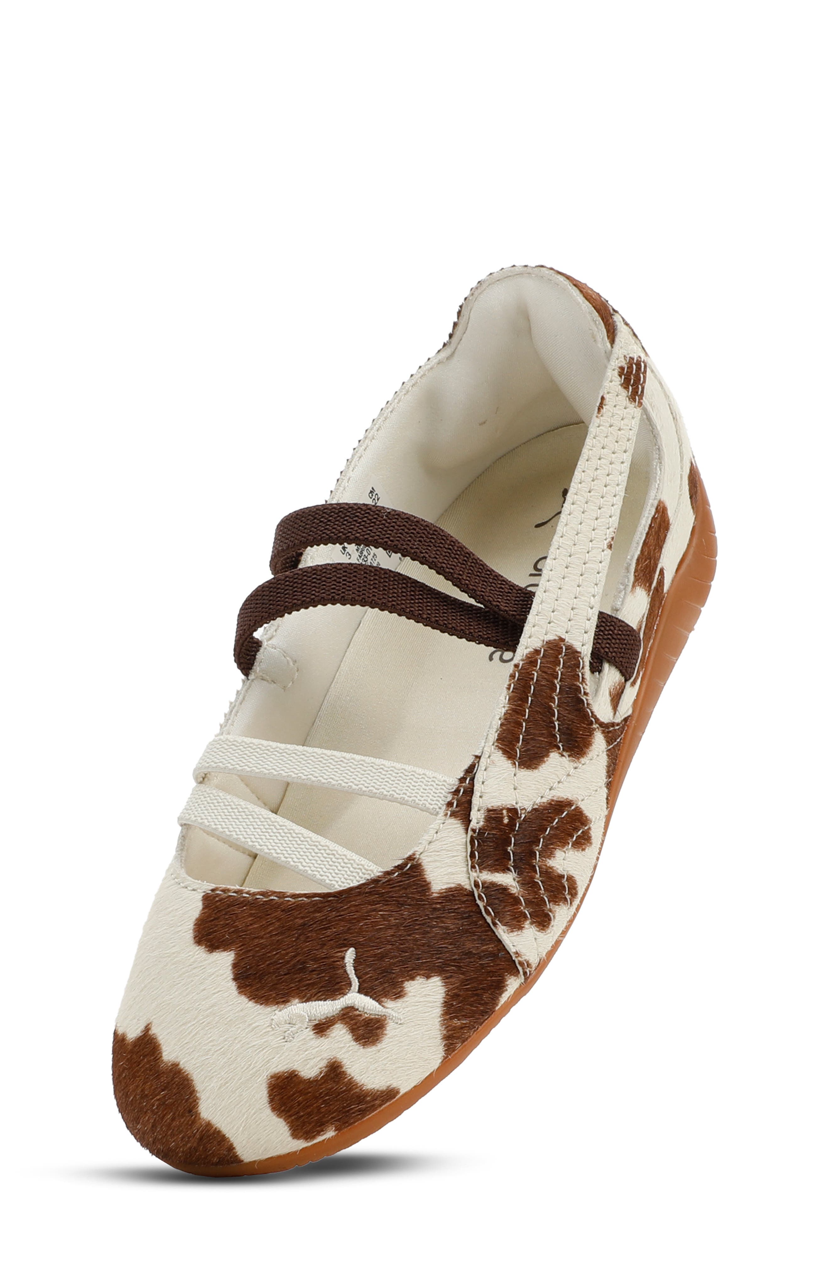PUMA Kids' Speedcat Ballet Cow Genuine Calf Hair Sneaker, Alternate, color, Chocolate Brown/ Warm White