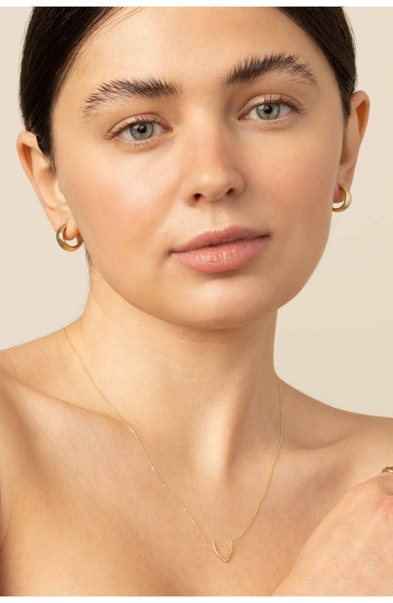 Oradina 14K Yellow Gold Linear Band Hoops, Alternate, color, Yellow Gold