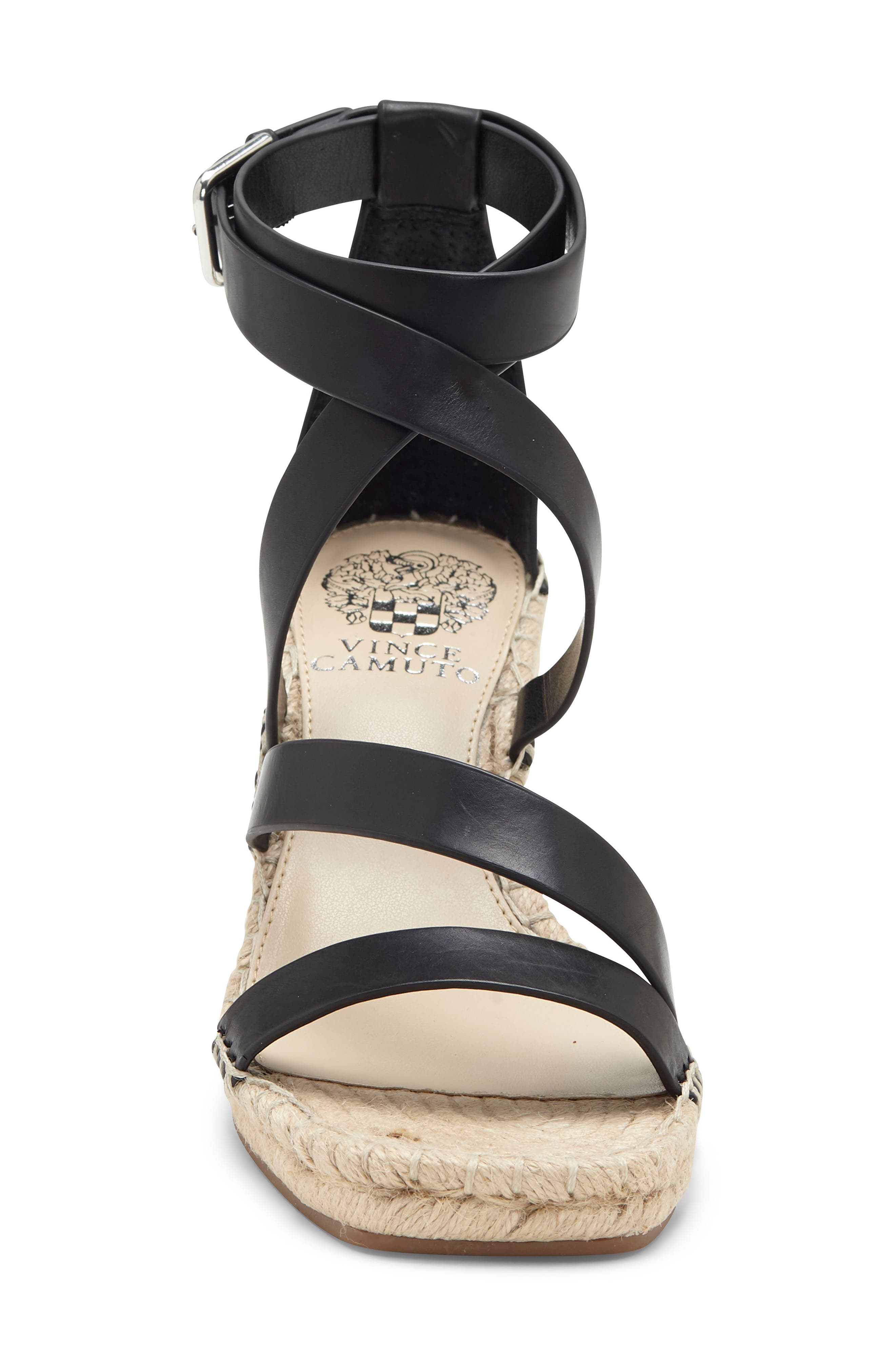 Mesteria Ankle Strap Espadrille Wedge Sandal, Alternate, color, BLACK LEATHER