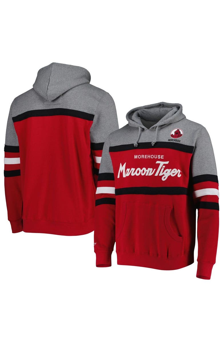 Mitchell & Ness Men's Mitchell & Ness Maroon Morehouse Maroon Tigers Head Coach Pullover Hoodie, Main, color, 