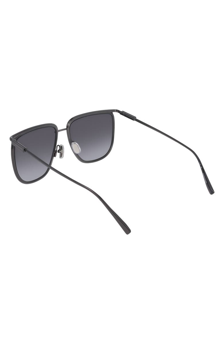 FERRAGAMO 58mm Gradient Modified Rectangular Sunglasses, Alternate, color, Dark Ruthenium