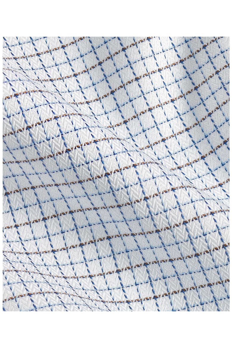 Trim Fit Textured Herringbong Check Cotton Dress Shirt, Alternate, color, WHITE/ CHOCOLATE