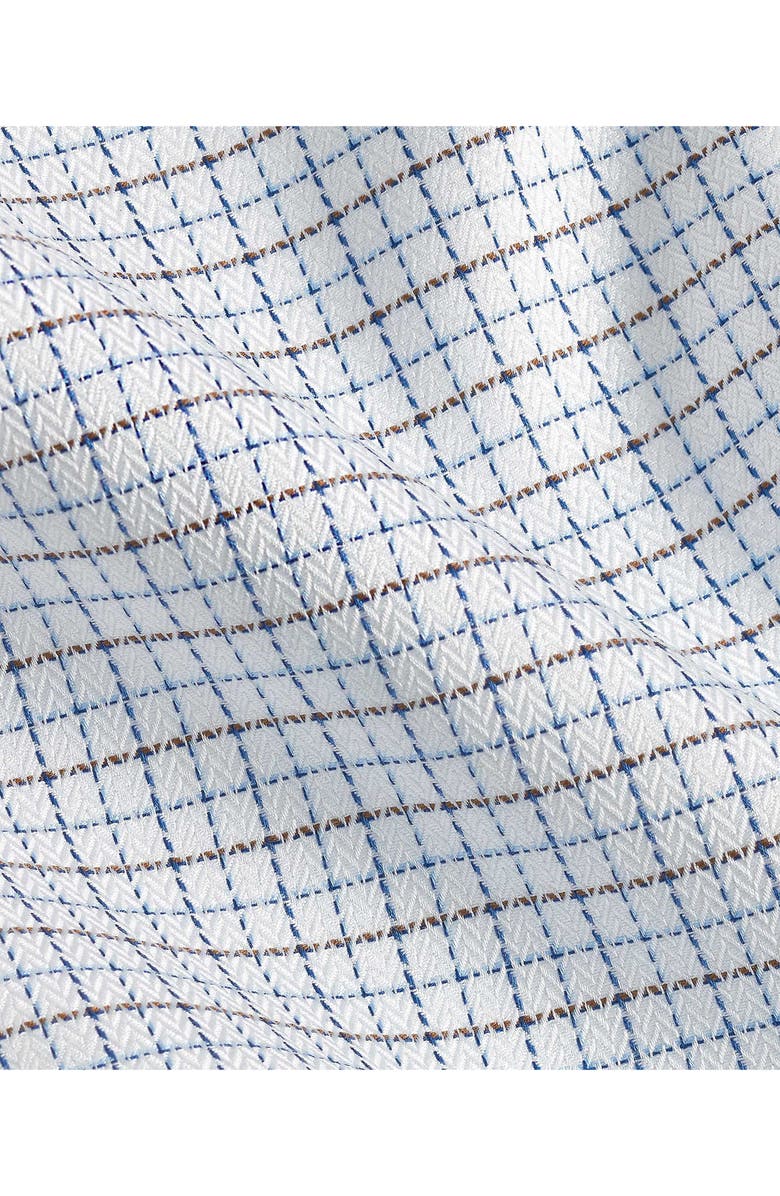 David Donahue Trim Fit Textured Herringbong Check Cotton Dress Shirt, Alternate, color, White/ Chocolate