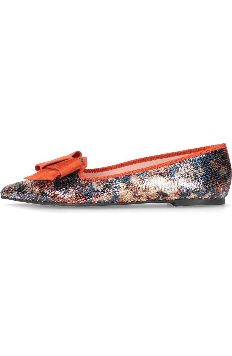 Pretty Ballerinas Pointed Toe Bow Loafer, Main, color, Orange And Blue