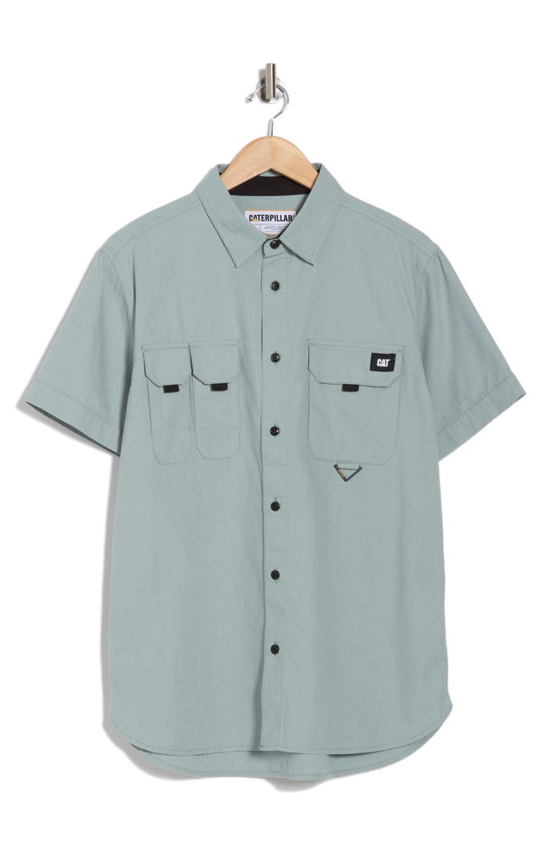 CAT WWR Foundation Short Sleeve Utility Button-Up Shirt, Alternate, color, Arona Blue
