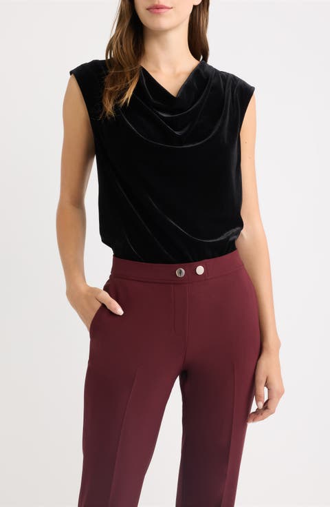 Pleated Cowl Neck Top