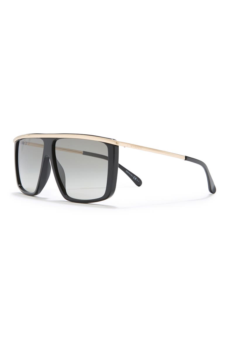 62mm Oversize Flat Top Sunglasses, Alternate, color, BLACK GOLD/ DKGREY GRADIENT