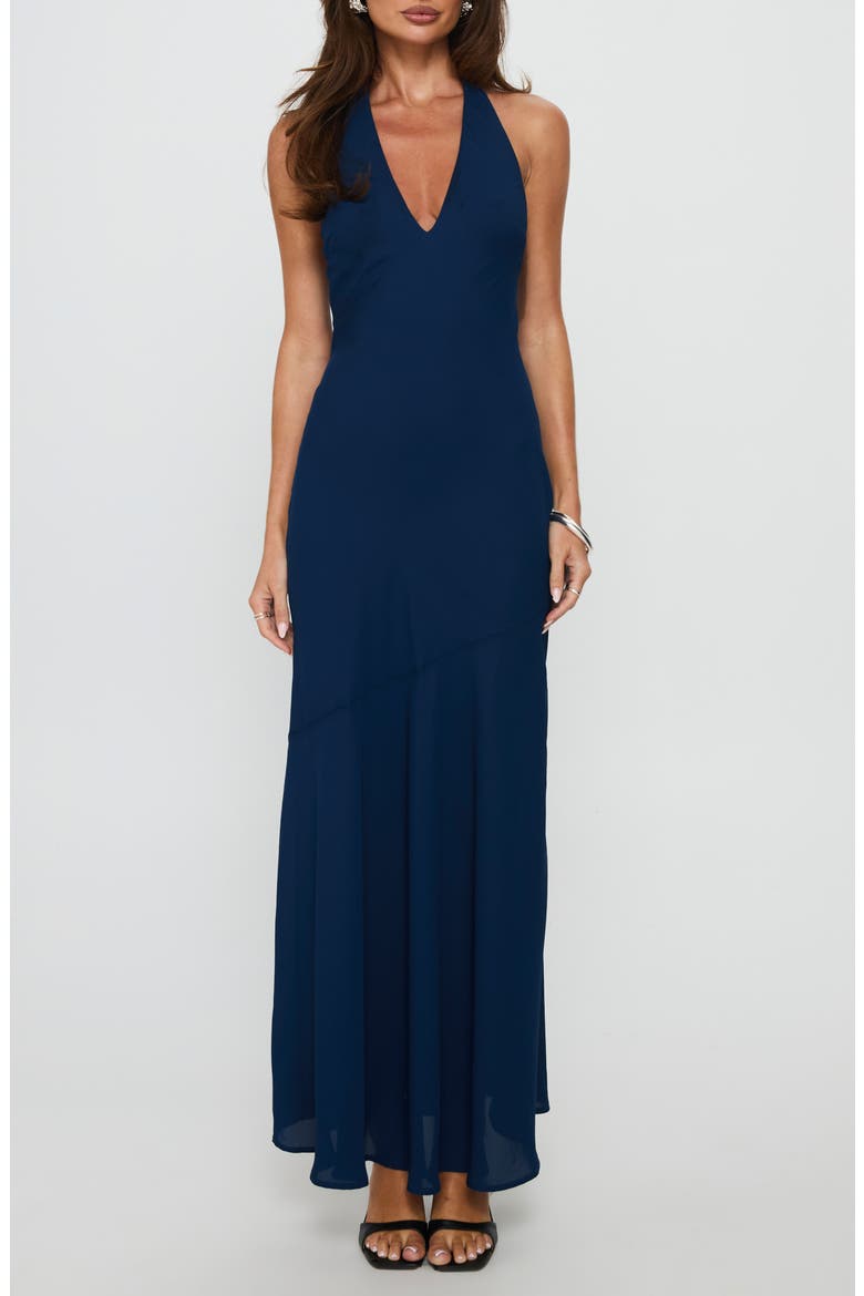 Luannie Halter Chiffon Gown, Main, color, NAVY