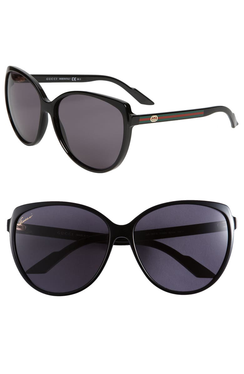 Gucci Stripe 60mm Cat Eye Sunglasses, Main, color, 