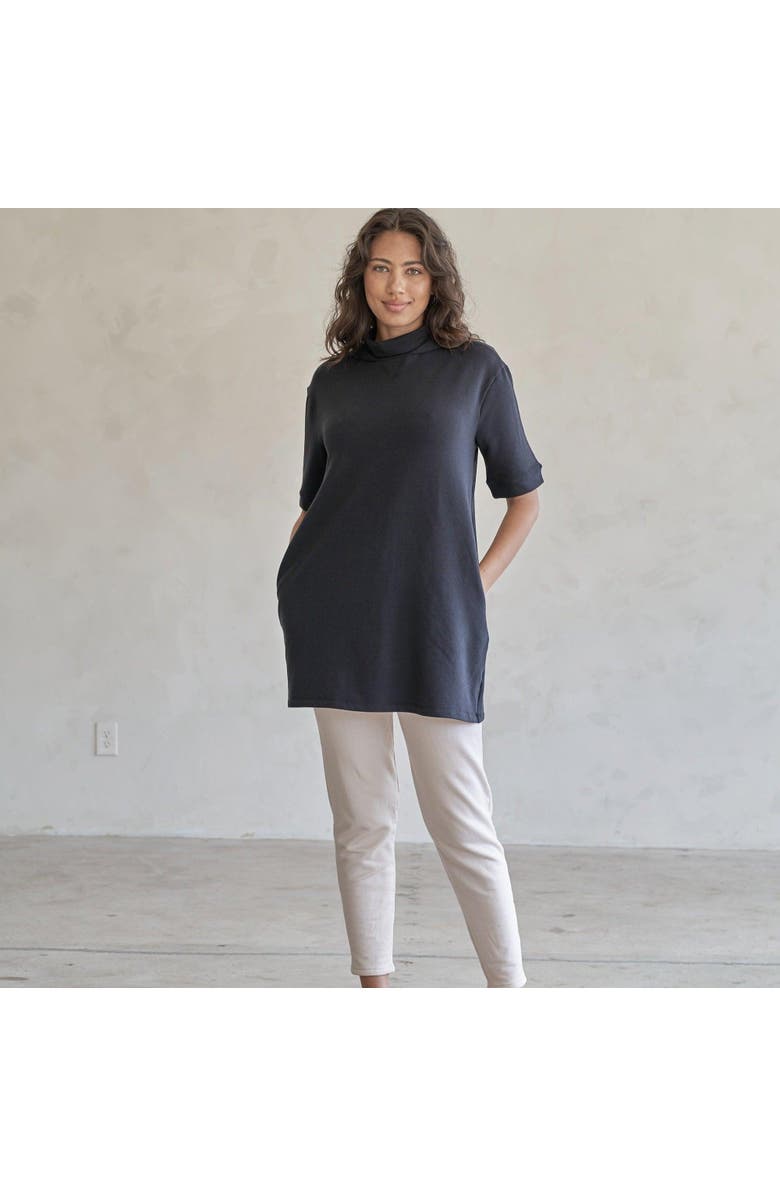 eavolu Malawi Eco-Luxe Fleece Hooded Tunic/Dress | Cloud-Soft Comfort, Alternate, color, Slate