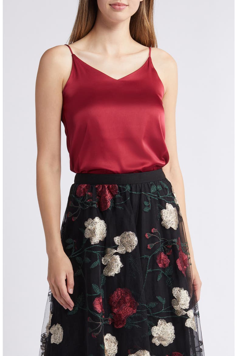 Bijou Satin Camisole, Main, color, RED