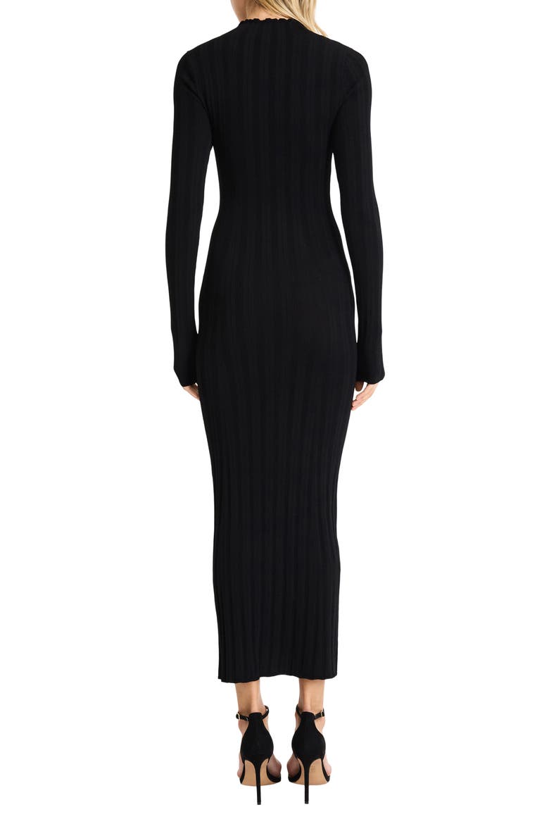 Long Sleeve Mock Neck Dress, Alternate, color, BLACK