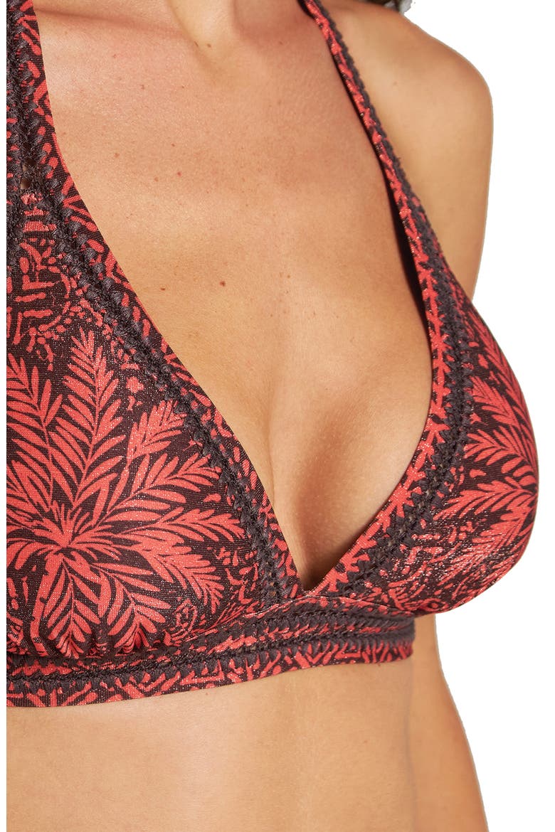 Reversible Banded Halter Bikini Top, Alternate, color, BROWN MULTI