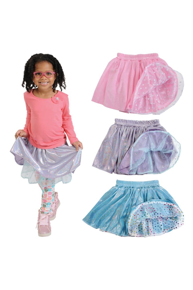 Fancy Dance Elastic Reversible Skirts - Set of 3, Main, color, Multicolored