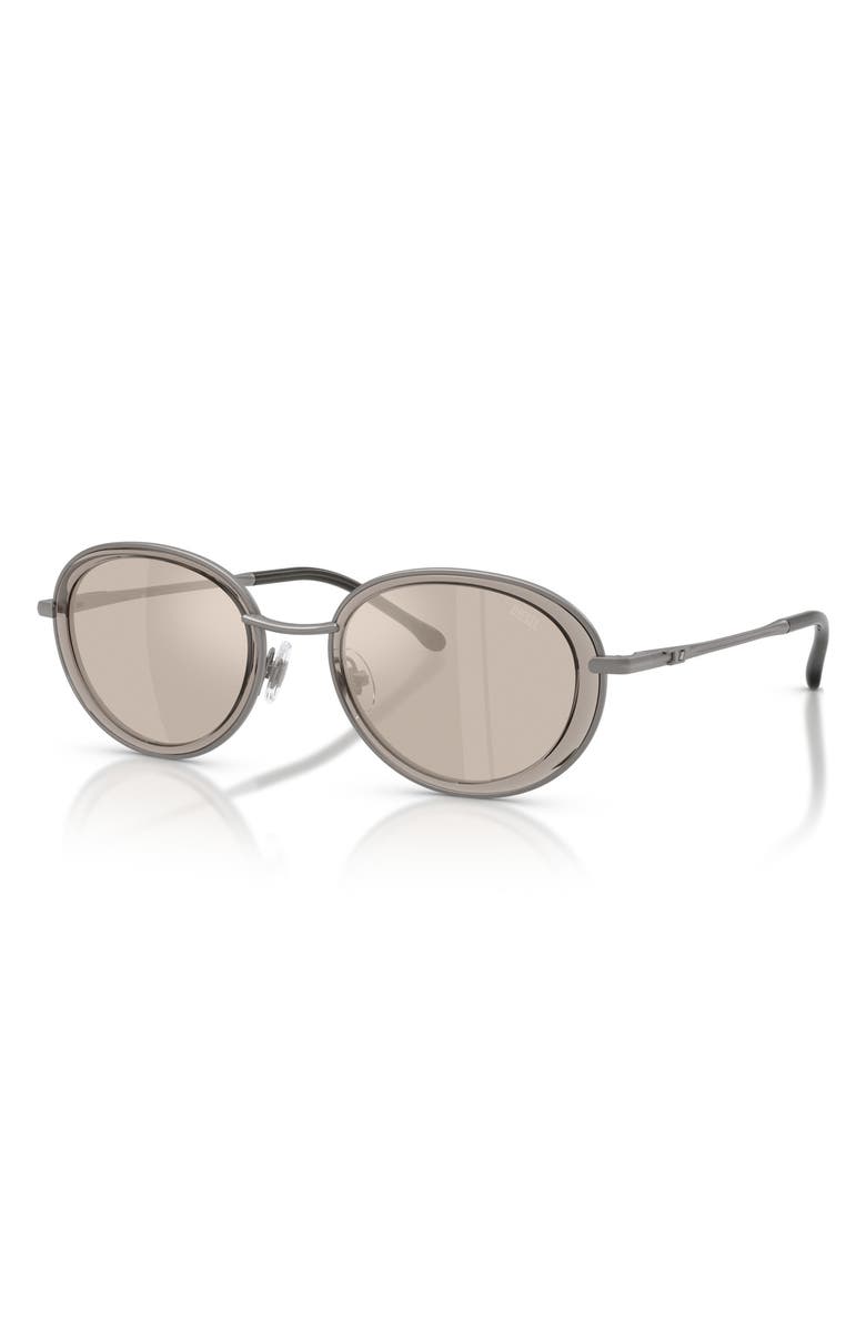 DIESEL<sup>®</sup> DL1018 51mm Mirrored Oval Sunglasses, Alternate, color, Gunmetal / Ivory Mirror Silver