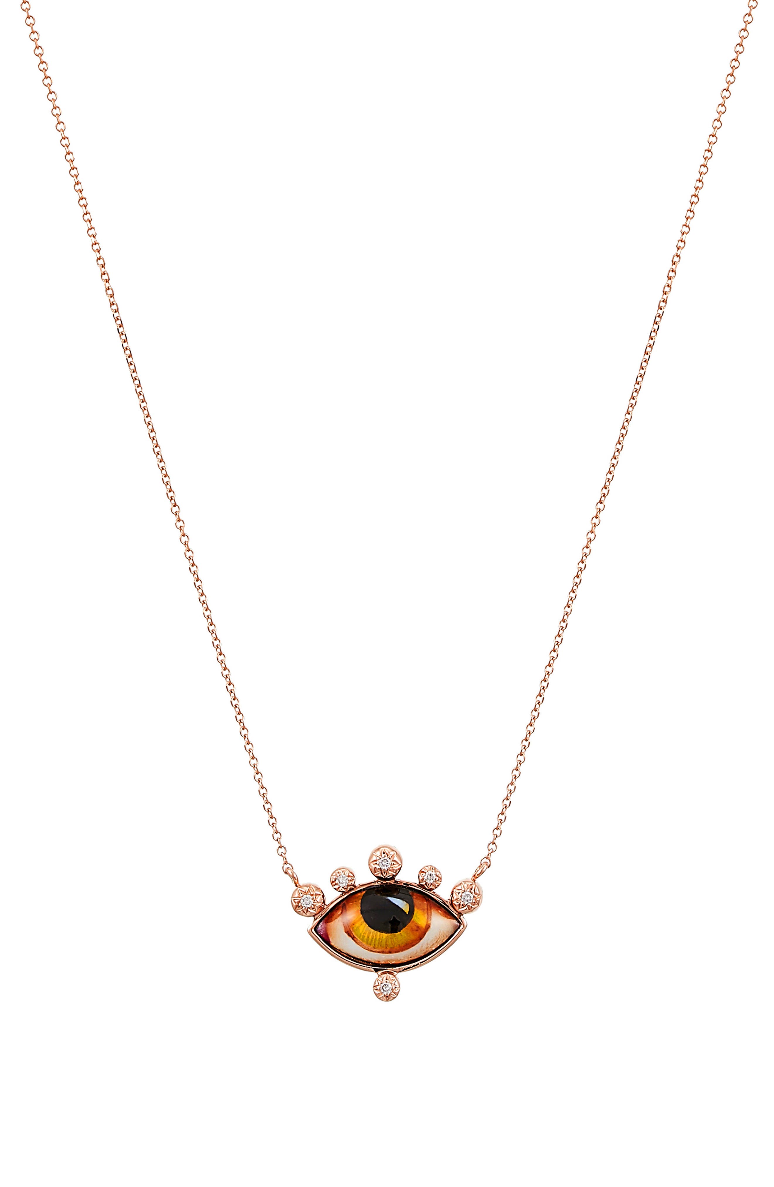 Lito Russe Petit Ambre Diamond Pendant Necklace In Orange