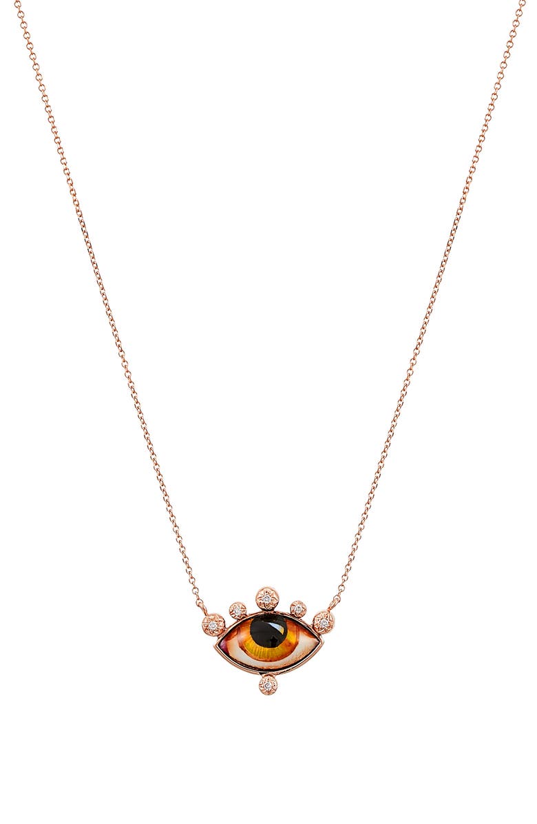 LITO Russe Petit Ambre Diamond Pendant Necklace, Main, color, Amber